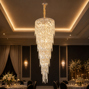 COLLOSEUM Lampadario in cristallo, 100xE14, diametro 100 cm, altezza regolabile, metallo e cristallo, oro