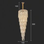 COLLOSEUM Lampadario in cristallo, 100xE14, diametro 100 cm, altezza regolabile, metallo e cristallo, oro