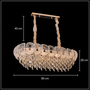 Lampadario in Cristallo DONNO Supremo, 90x34cm, 11xE14, Altezza Regolabile, Metallo e Cristallo, Oro