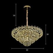 Lampadario HERT Magno cristallo, 70W, 6xE14, altezza regolabile, metallo e cristallo, oro