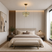 Lampadario in cristallo HERT Nobile, 24W, 4xE14, altezza regolabile, metallo e cristallo, oro