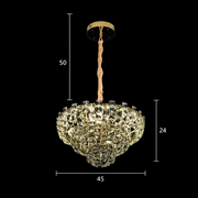 Lampadario in cristallo HERT Nobile, 24W, 4xE14, altezza regolabile, metallo e cristallo, oro