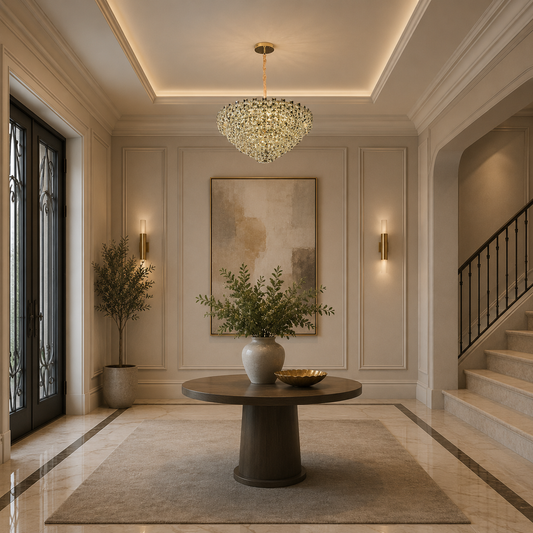 Lampadario di cristallo HERT Regalis, 106W, 10xE14, altezza regolabile, metallo e cristallo, oro