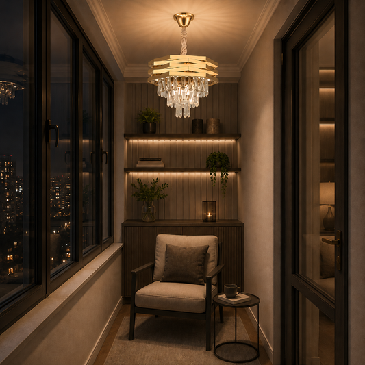 Lampadario in cristallo HEXA Ø37cm 5xE14 Oro