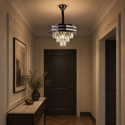 Lampadario in cristallo HEXA Ø37cm 5xE14 Nero