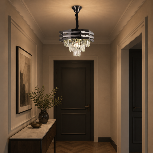 Lampadario in cristallo HEXA Ø37cm 5xE14 Nero