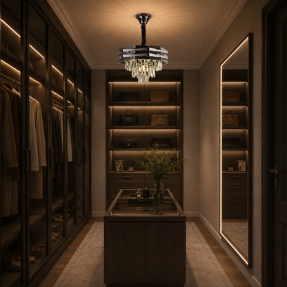 Lampadario in cristallo HEXA Ø37cm 5xE14 Nero