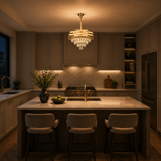 Lampadario in cristallo HEXA Ø48cm 8xE14 Oro