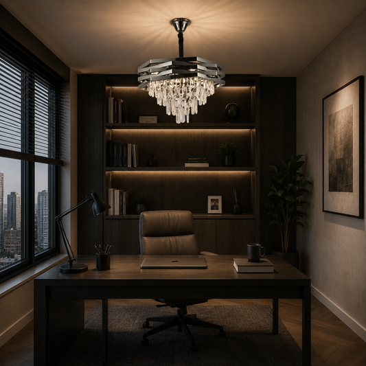Lampadario in cristallo HEXA Ø48cm 8xE14 Nero