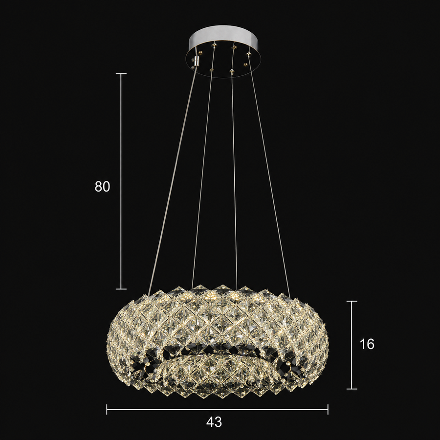 KALTO Nobile Lampadario in Cristallo, 72W, Altezza Regolabile, Metallo e Cristallo, Cromo Lucido
