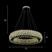 KALTO Regalis Lampadario in cristallo, diametro 75 cm, 112 W, altezza regolabile, metallo e cristallo, cromo lucido
