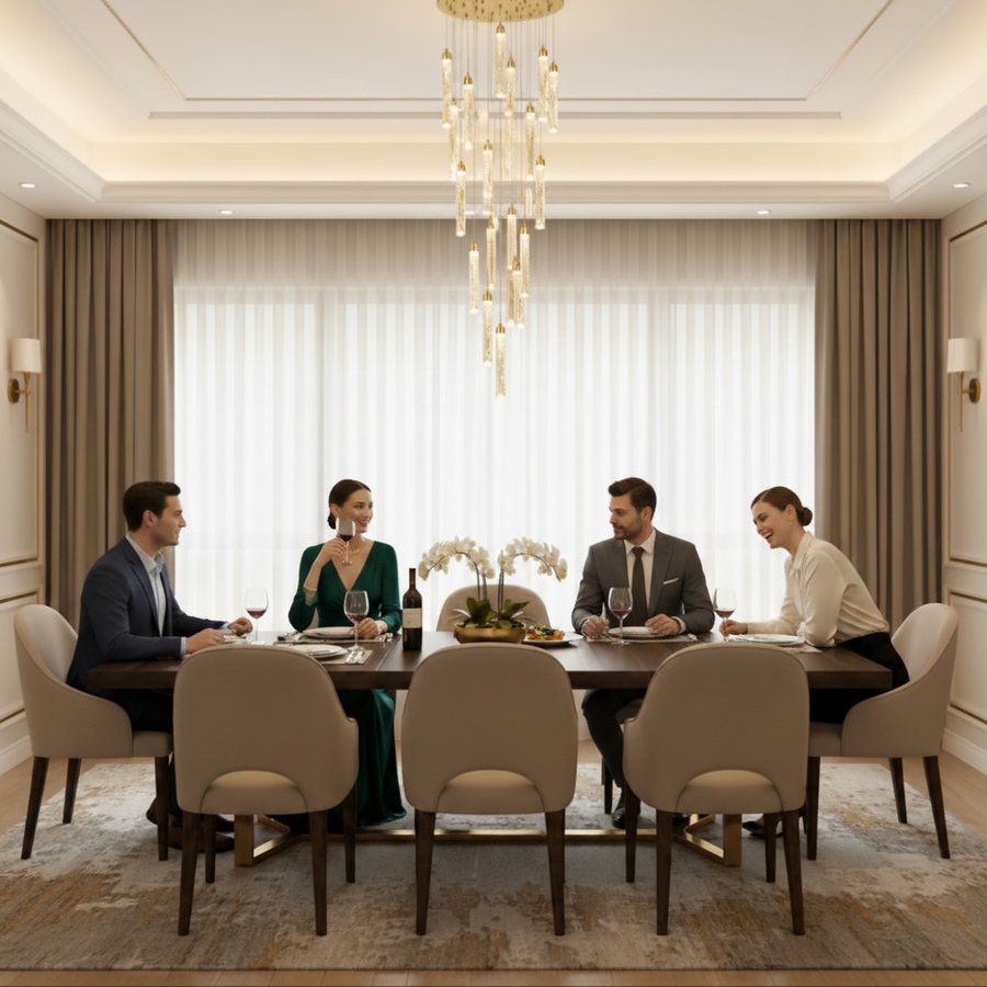 LAGOM Lampadario LED in Cristallo con Telecomando, Sospensione, 30 Sorgenti, 90W, Luce Calda/Neutra/Fredda, Diametro 60cm, Altezza Regolabile, Oro, Metallo e Cristallo
