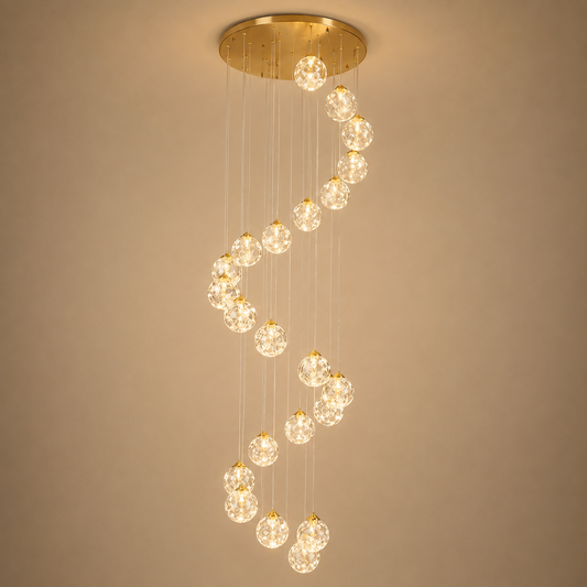 Lampadario Culmino LED KILKENNY in cristallo, 144W, Luce Neutra, Diametro 60cm, Oro