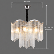 Candelabru Cristal MEKELLE Magno, 10x E14, Diametru 60cm, Metal si Cristal, Crom Lucios, Inaltime Reglabila