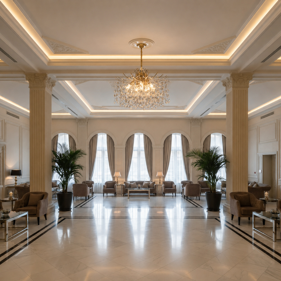 PROWES Magno Lampadario in cristallo, 10xE14, D60 cm, Oro, Altezza regolabile, Metallo e cristallo