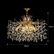 PROWES Magno Lampadario in cristallo, 10xE14, D60 cm, Oro, Altezza regolabile, Metallo e cristallo