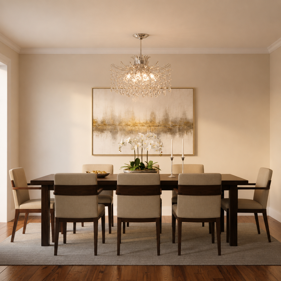 PROWES Magno Lampadario in cristallo, 10xE14, D60 cm, Cromo Lucido, Altezza Regolabile, Metallo e Cristallo
