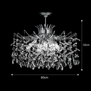 PROWES Magno Lampadario in cristallo, 10xE14, D60 cm, Cromo Lucido, Altezza Regolabile, Metallo e Cristallo