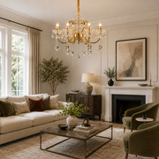 Lampadario di cristallo PSE Regalis, 8xE14, D76cm, altezza regolabile, metallo e cristallo, oro
