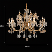 Candelabru Cristal PSE Supremo, 12xE14, D88cm, Inaltime Reglabila, Metal si Cristal, Auriu