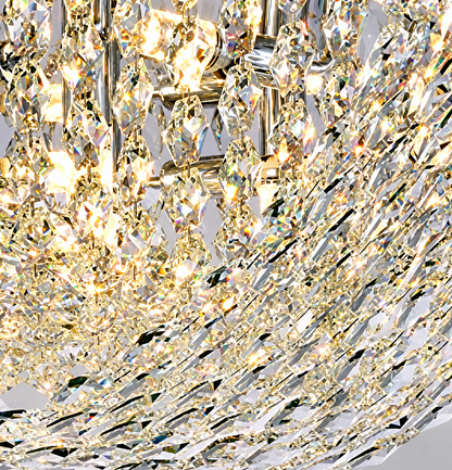 Candelabru Cristal QEQERTARSUAQ Nobile, 5x E14, Diametru 40cm, Metal si Cristal, Crom Lucios