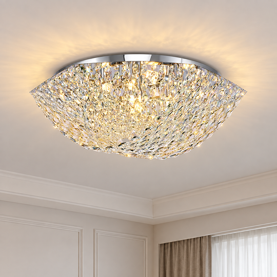 QEQERTARSUAQ Regalis Lampadario di cristallo, 12x E14, diametro 80 cm, metallo e cristallo, cromo lucido