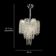 Candelabru Cristal TAGISH Nobile 7xE14, Diametru 40cm, Metal si Cristal, Crom Lucios, Inaltime Reglabila