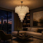 Lampadario Cristallo TAGISH Supremo 19xE14, Diametro 80cm, Metallo e Cristallo, Cromo Lucido, Altezza Regolabile