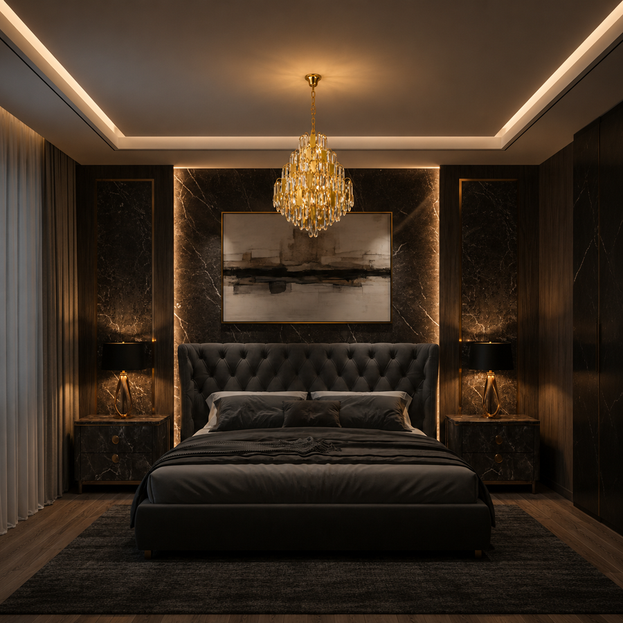 Lampadario in Cristallo TIER Nobile 8xE14, D40 cm, Oro, Altezza Regolabile, Metallo e Cristallo
