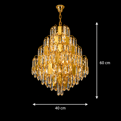Lampadario in Cristallo TIER Nobile 8xE14, D40 cm, Oro, Altezza Regolabile, Metallo e Cristallo Lampadari in Cristallo Titolo predefinito Alessandro Design