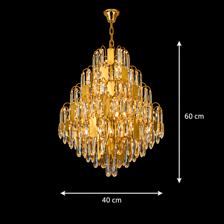 Lampadario in Cristallo TIER Nobile 8xE14, D40 cm, Oro, Altezza Regolabile, Metallo e Cristallo Lampadari in Cristallo Titolo predefinito Alessandro Design