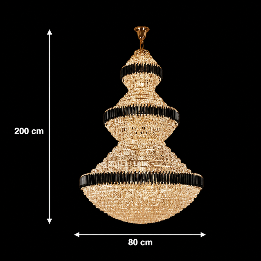 Lampadario in Cristal TOUR Regalis 34xE14, D80 cm, Oro e Nero, Metallo e Cristallo Lampadari in cristallo Titolo predefinito Alessandro Design