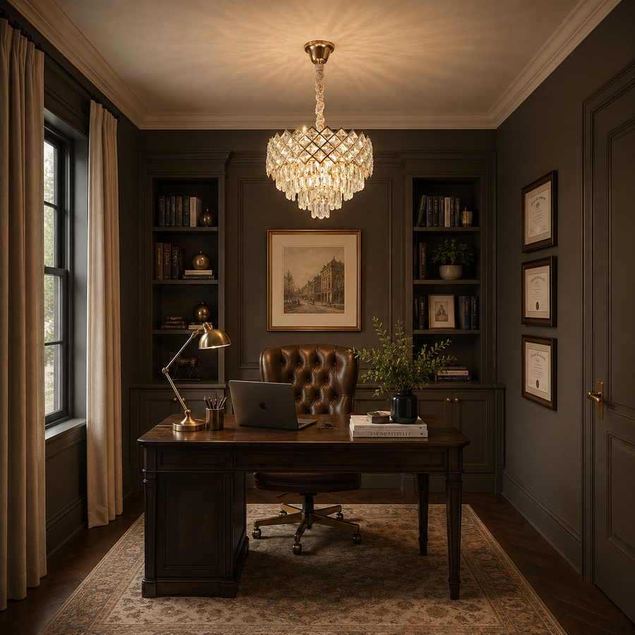 Lampadario Cristallo VECTORIA Elegance 8xE14, Diametro 48cm, Oro, Altezza Regolabile, Metallo e Cristallo