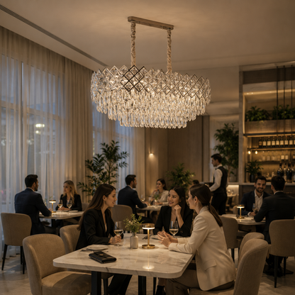 VECTORIA Supremo Lampadario in cristallo, 10xE14, diametro 75x39 cm, cromo lucido, altezza regolabile, metallo e cristallo