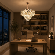 Lampadario Cristallo VECTOR Magno 8xE14, Diametro 58cm, Oro Lucido, Altezza Regolabile, Metallo e Cristallo