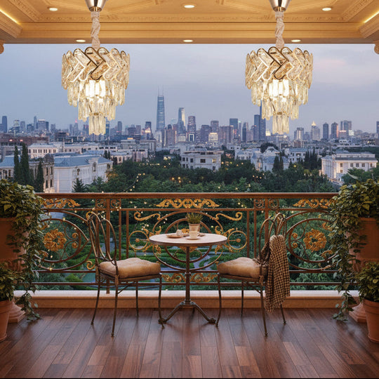 Lampadario in cristallo VECTOR Petito 3xE14, diametro 28 cm, oro lucido, altezza regolabile, metallo e cristallo
