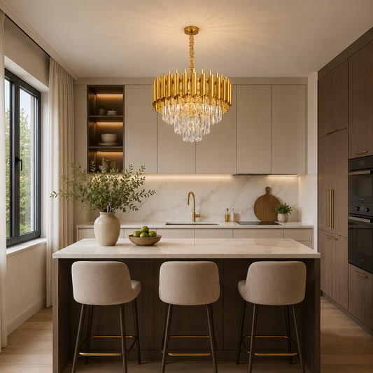 Lampadario in Cristallo VERSAILLES Nobile 5xE14, Diametro 40cm, Oro, Altezza Regolabile
