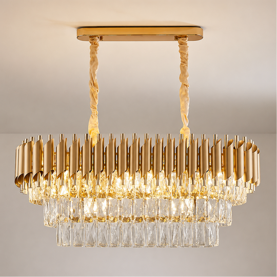 Lampadario in Cristallo VERSAILLES Regalis 10xE14, Diametro 80cm, Oro, Altezza Regolabile