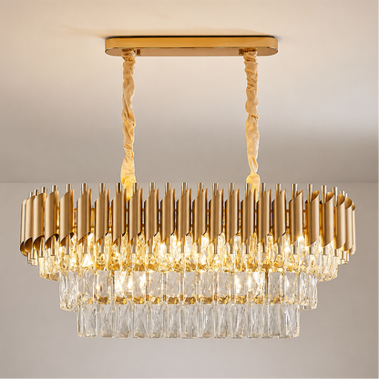 Lampadario in Cristallo VERSAILLES Regalis 10xE14, Diametro 80cm, Oro, Altezza Regolabile