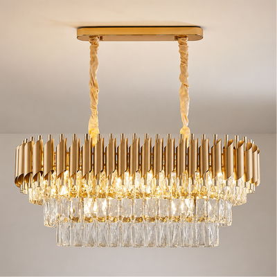 Lampadario in Cristallo VERSAILLES Regalis 10xE14, Diametro 80cm, Oro, Altezza Regolabile