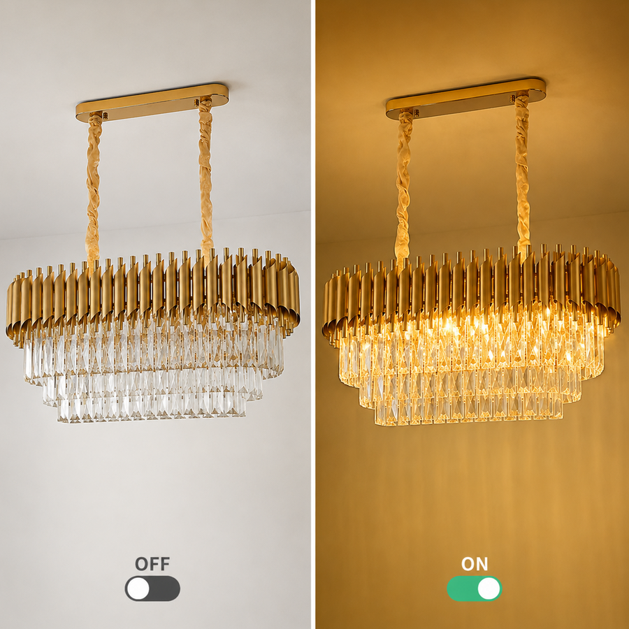 Lampadario in Cristallo VERSAILLES Regalis 10xE14, Diametro 80cm, Oro, Altezza Regolabile