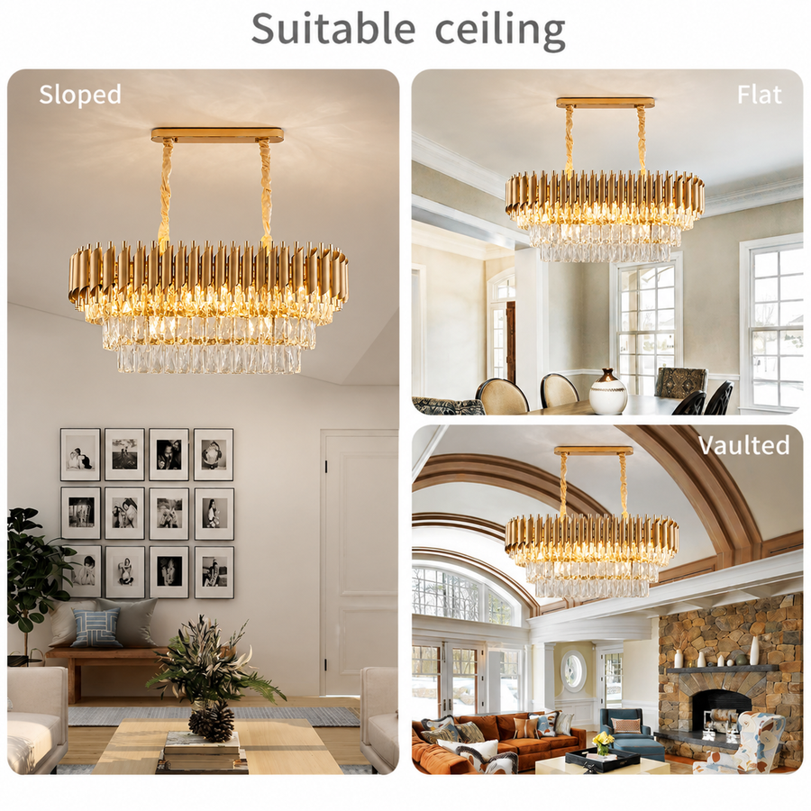 Lampadario in Cristallo VERSAILLES Regalis 10xE14, Diametro 80cm, Oro, Altezza Regolabile