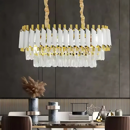 VERSAILLES Regalis Lampadario di cristallo, lunghezza 80 cm, 10xE14, bianco, altezza regolabile Lampadario di cristallo Titolo predefinito Alessandro Design