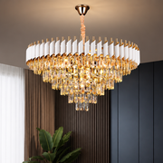 VERSAILLES Supremo Lampadario in cristallo 12xE14, diametro 80 cm, oro lucido e bianco, altezza regolabile