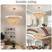 VERSAILLES Supremo Lampadario in cristallo 12xE14, diametro 80 cm, oro lucido e bianco, altezza regolabile