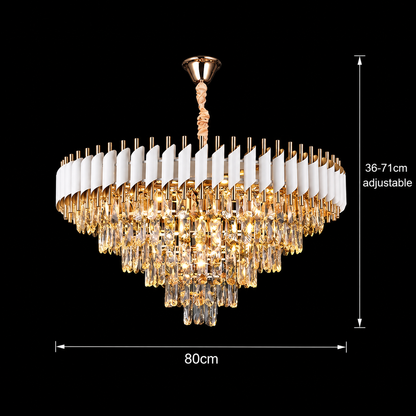 VERSAILLES Supremo Lampadario in cristallo 12xE14, diametro 80 cm, oro lucido e bianco, altezza regolabile