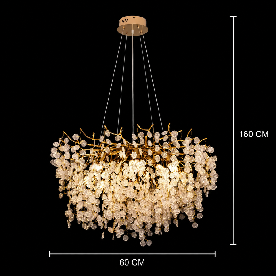 Lampadario di cristallo WALTZ Serenade, 6xG9, oro, 60 cm, altezza regolabile