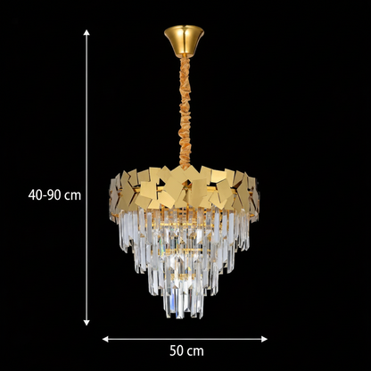Candelabru Cristal YAKUTSK Eleganza 10xE14, Diametru 50cm, Auriu, Inaltime Reglabila