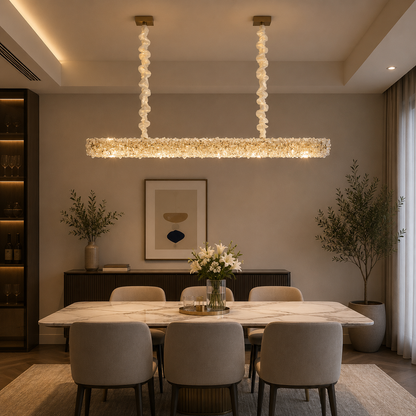 Lampadario di cristallo, con telecomando, PRAGA Imperio, 35W, 96 cm, luce fredda/calda/neutra, oro, altezza regolabile
