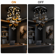 Candelabru LED Cristal ESIK Eleganza, 42W, Lumina Rece/Calda/Neutra, Metal si Sticla, Auriu